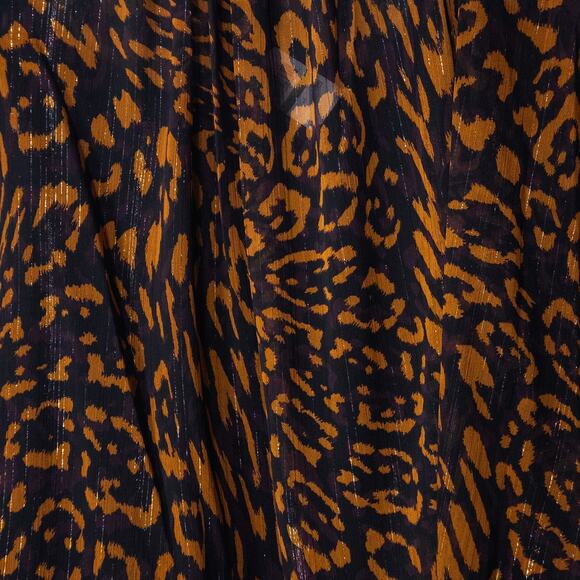 DKNY Sheer Blouse Animal Print Brown Black Size Large Mobwife Glam - Picture 4 of 13